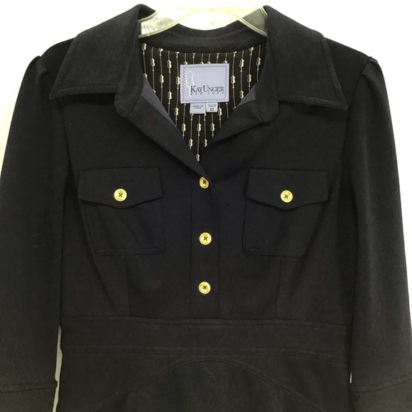 Kay Unger Women’s Shirt Dress Button-Up Career Business Casual Dark Navy Size 10 - Picture 3 of 8